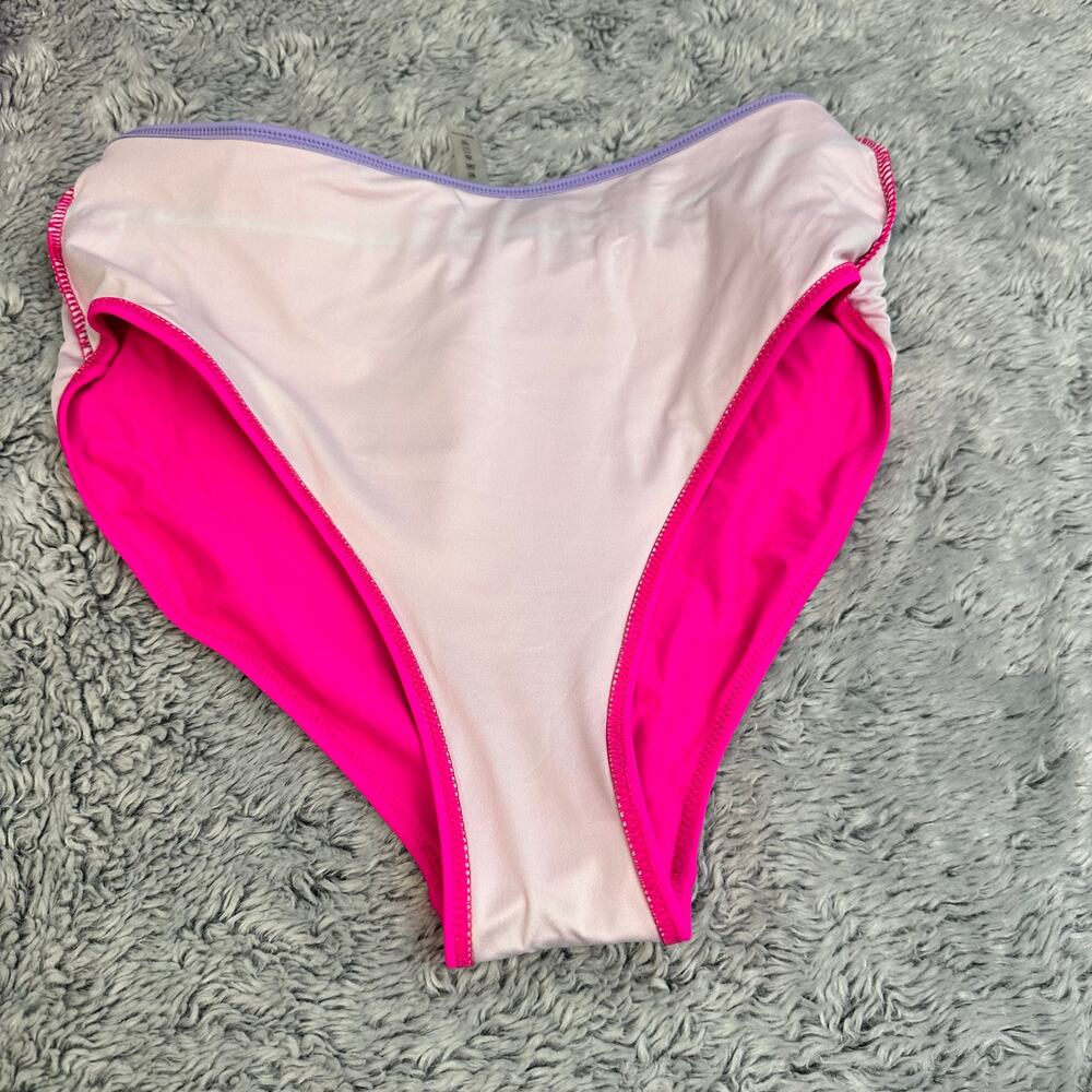 Blooming Jelly High Waist Bikini Set Pink Purple Color Block Medium 2 Piece Suit - Picture 9 of 10
